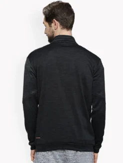 Campus Sutra Men Black Self Design Lightweight Sporty Jacket