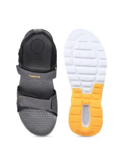 Campus Men Charcoal Grey & White Sports Sandals