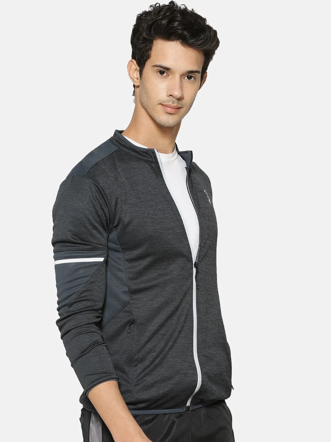 Campus Sutra Men Charcoal Grey Solid Solid Jacket - Image 3