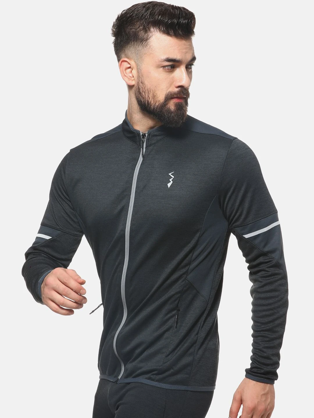 Campus Sutra Men Charcoal Grey Solid Sweatshirt - Image 4