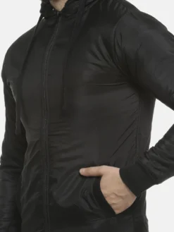 Campus Sutra Men Black Solid Windcheater Bomber Jacket
