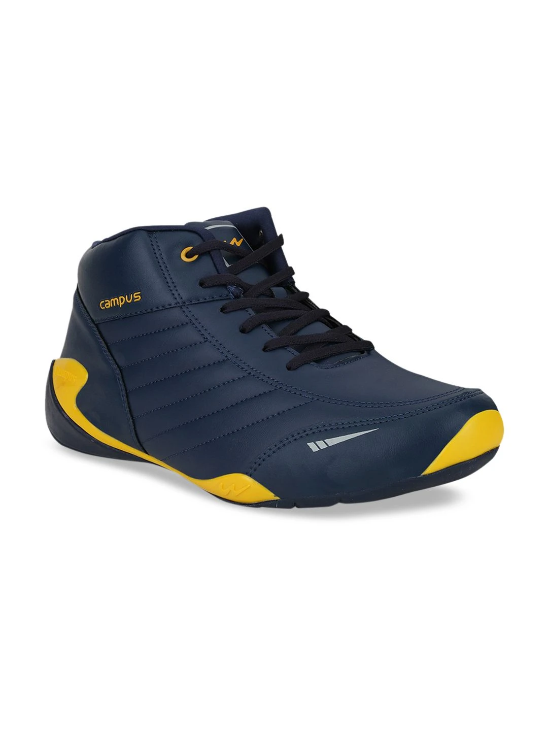 Campus Men Navy Blue & Yellow Everest Mesh Mid-Top Running Shoes - Image 3