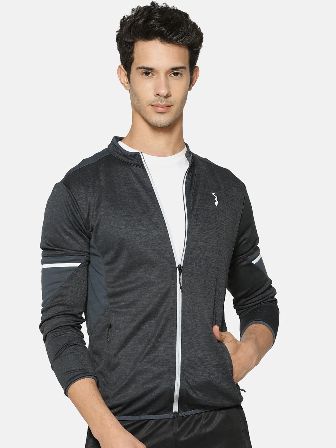Campus Sutra Men Charcoal Grey Solid Solid Jacket - Image 2