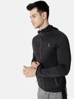 Campus Sutra Men Black Lightweight Training Or Gym Sporty Jacket