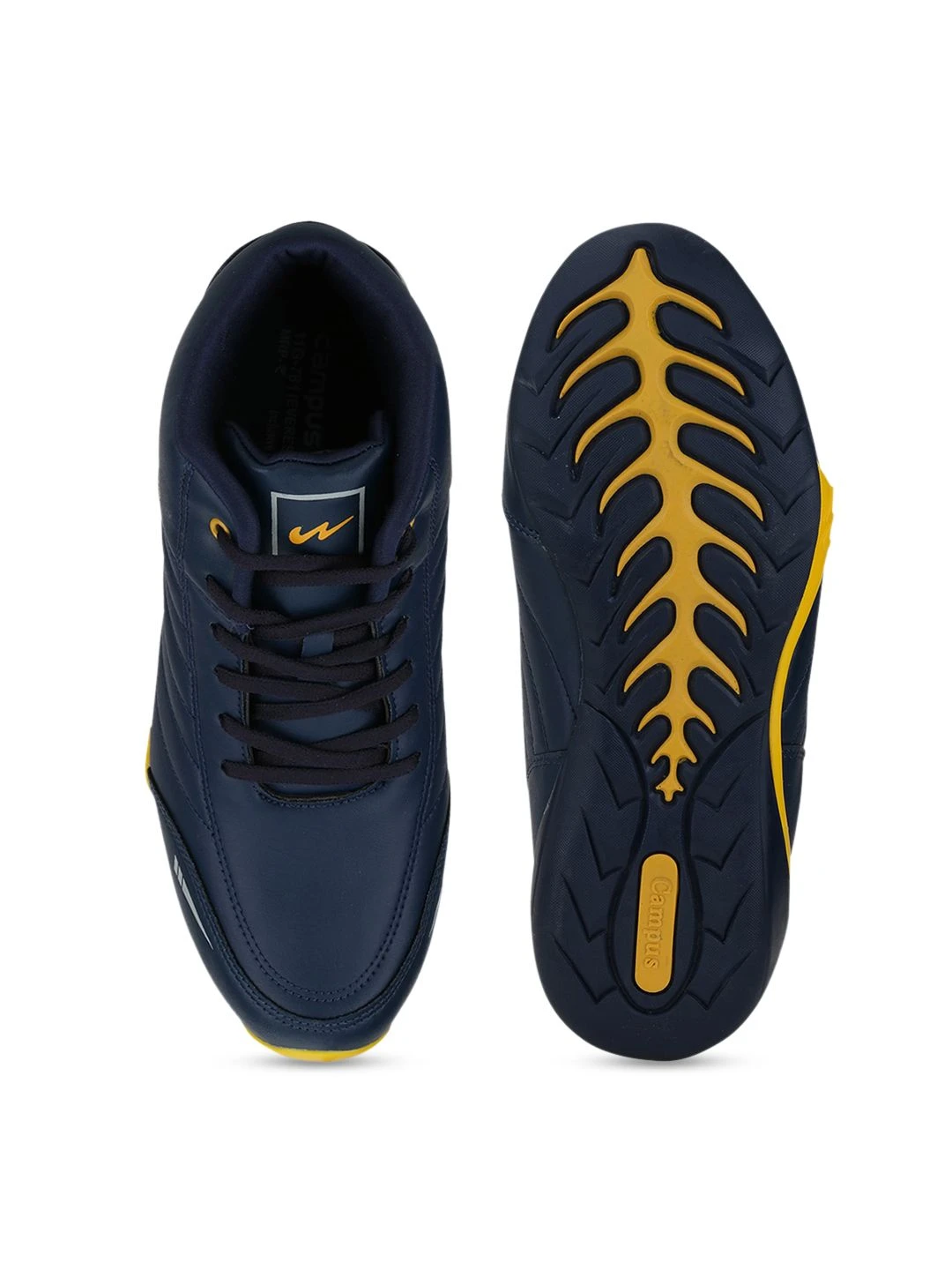 Campus Men Navy Blue & Yellow Everest Mesh Mid-Top Running Shoes - Image 2