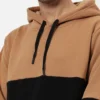 Campus Sutra Men Tan & Black Color Blocked Hooded Cotton Sweatshirt