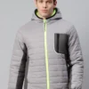 Campus Sutra Men Grey Colourblocked Padded Jacket